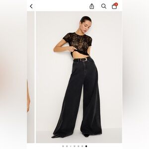 Good American Extreme Wide Leg Jeans Black